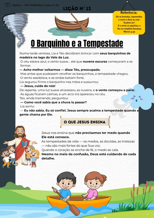 LIÇÃO 13 — O Barquinho e a Tempestade